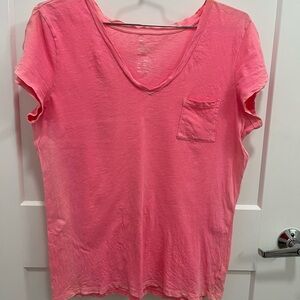 GAP Bright Pink V-Neck Tee with Pocket